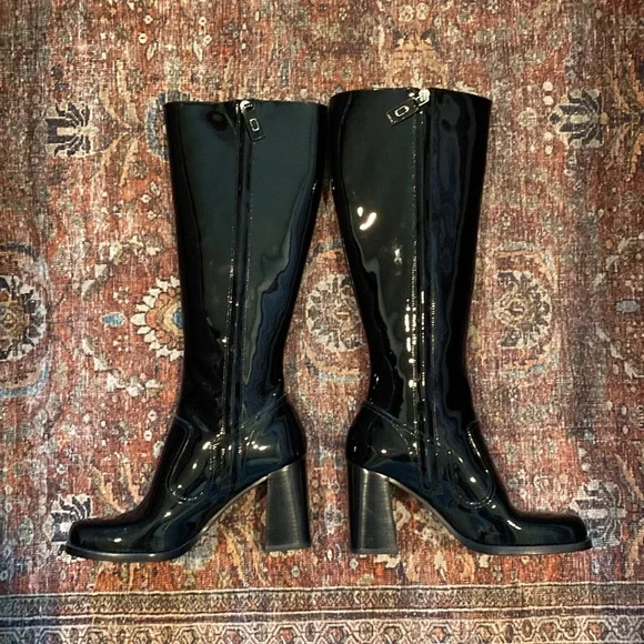 NWT Marc Jacobs Maryna Tall Black Heeled Boots with Glossy Patent Leathe… - Picture 6 of 17